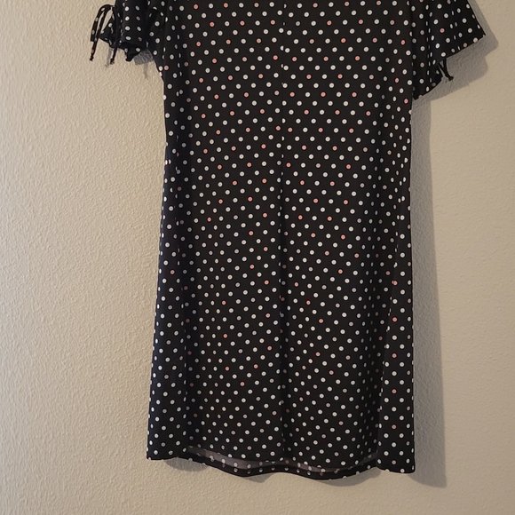 PERSEPTION CONCEPT WOMENS BLACK DRESS WITH PINK AND WHITE POLKA DOTS - SIZE MED. - Picture 6 of 7